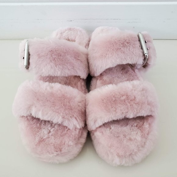 UGG PINK CRYSTAL FUZZ YEAH SLIDE SHEEPSKIN SLIPPER - Picture 7 of 8